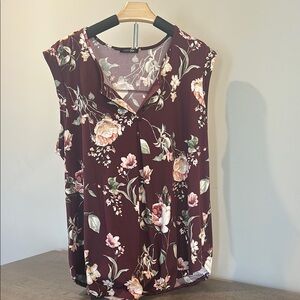 Papermoon Red Floral V-Neck Blouse